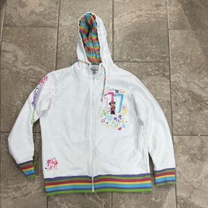 Walt Disney World 2011 Women's Full-Zip Hoodie with rainbow‎ detail sz XL